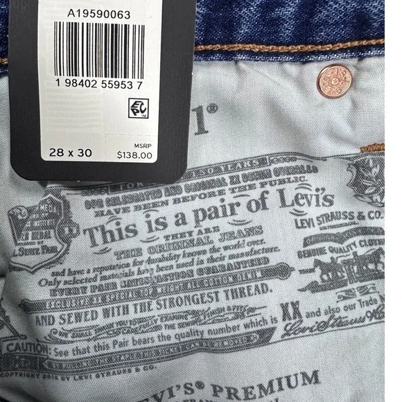 Levis 501 90s Selvedge Denim Jeans Womens 28x30 Blue Straight Leg A1959-0063 NWT - Picture 15 of 16